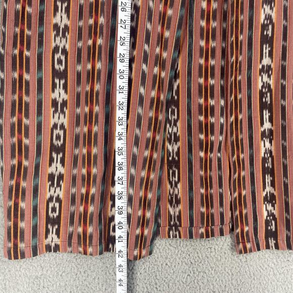 El Huarache Kimono Jacket Womens XL Brown Ikat Stripe Hand Woven Cotton Duster - Picture 6 of 15